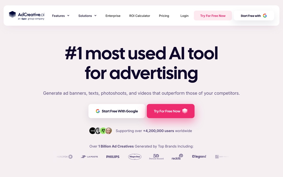 Screenshot of the AdCreative.ai website