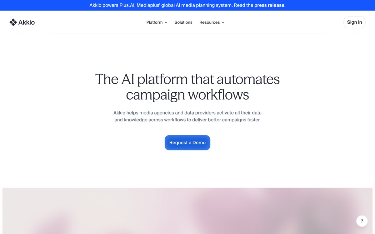 Screenshot of the Akkio website