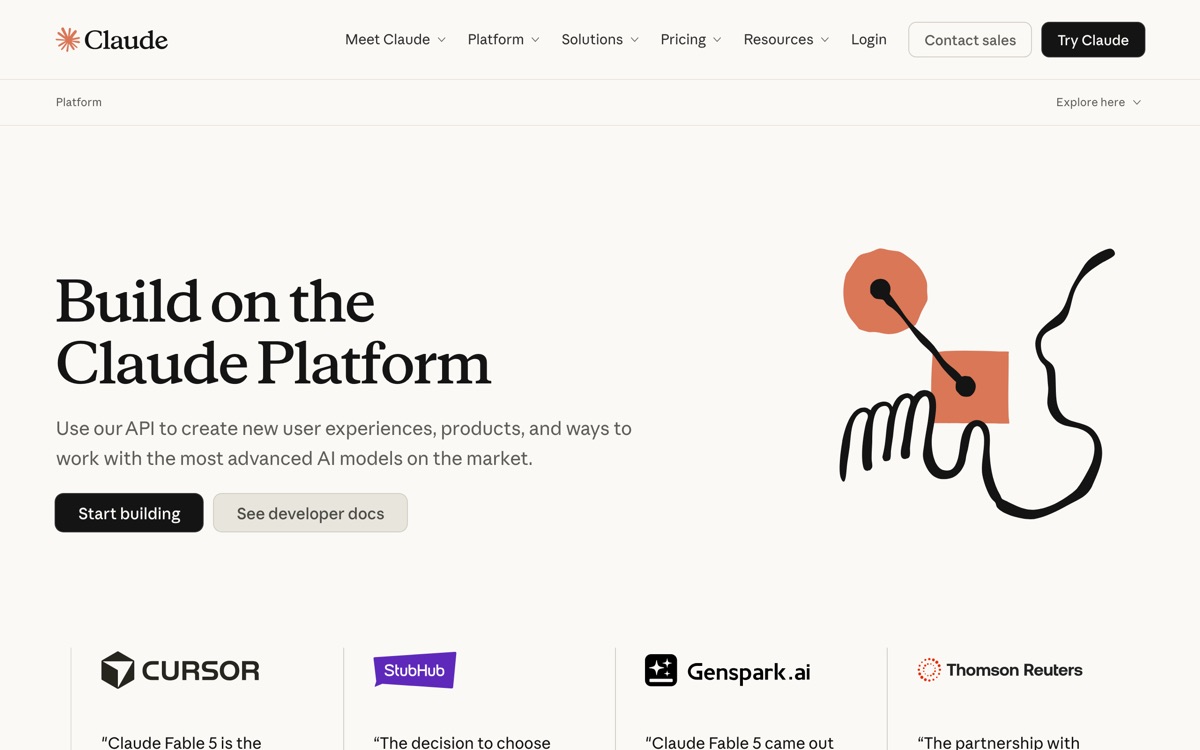 Screenshot of the Anthropic API website