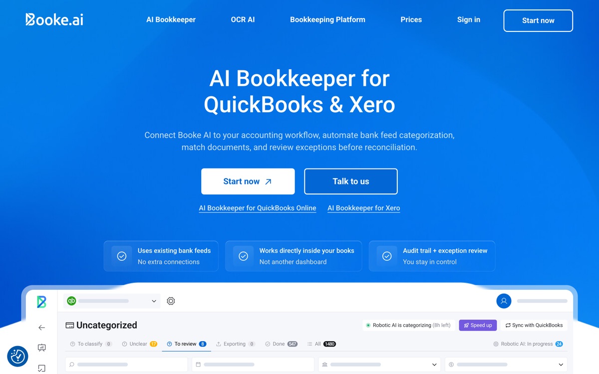 Screenshot of the Booke AI website