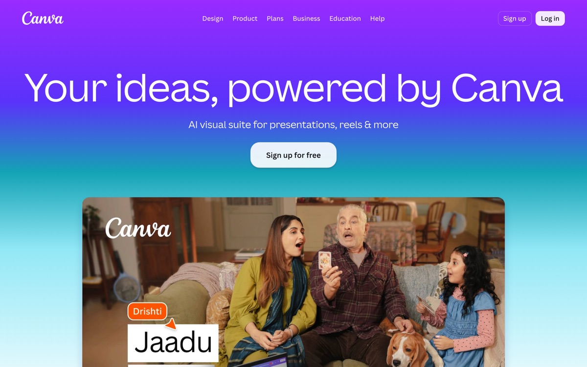 Screenshot of the Canva website