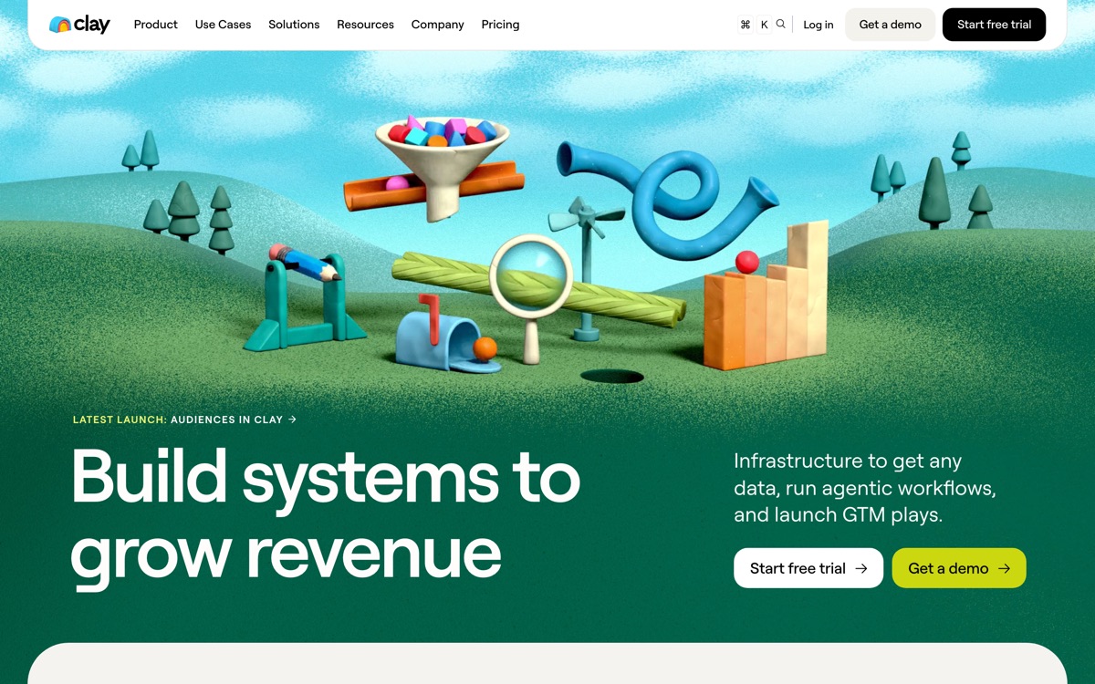 Screenshot of the Clay website