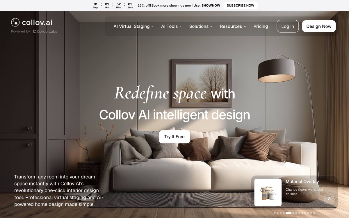 Screenshot of the Collov AI website