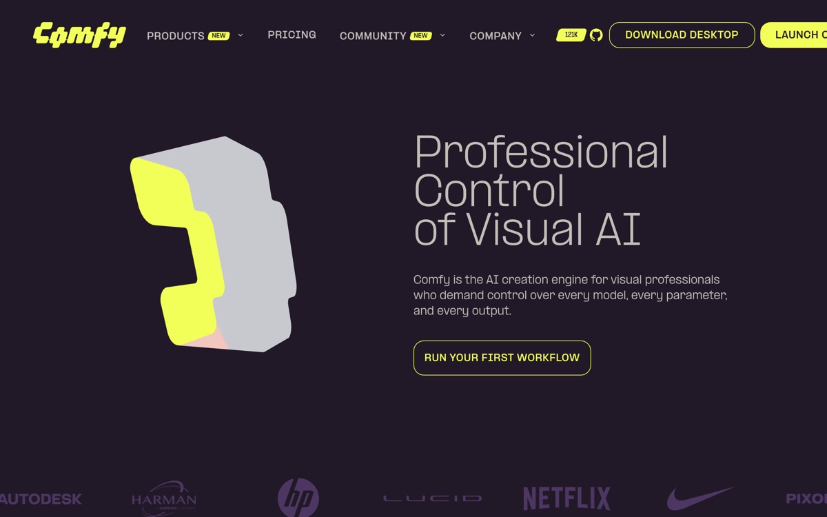 Screenshot of the ComfyUI website