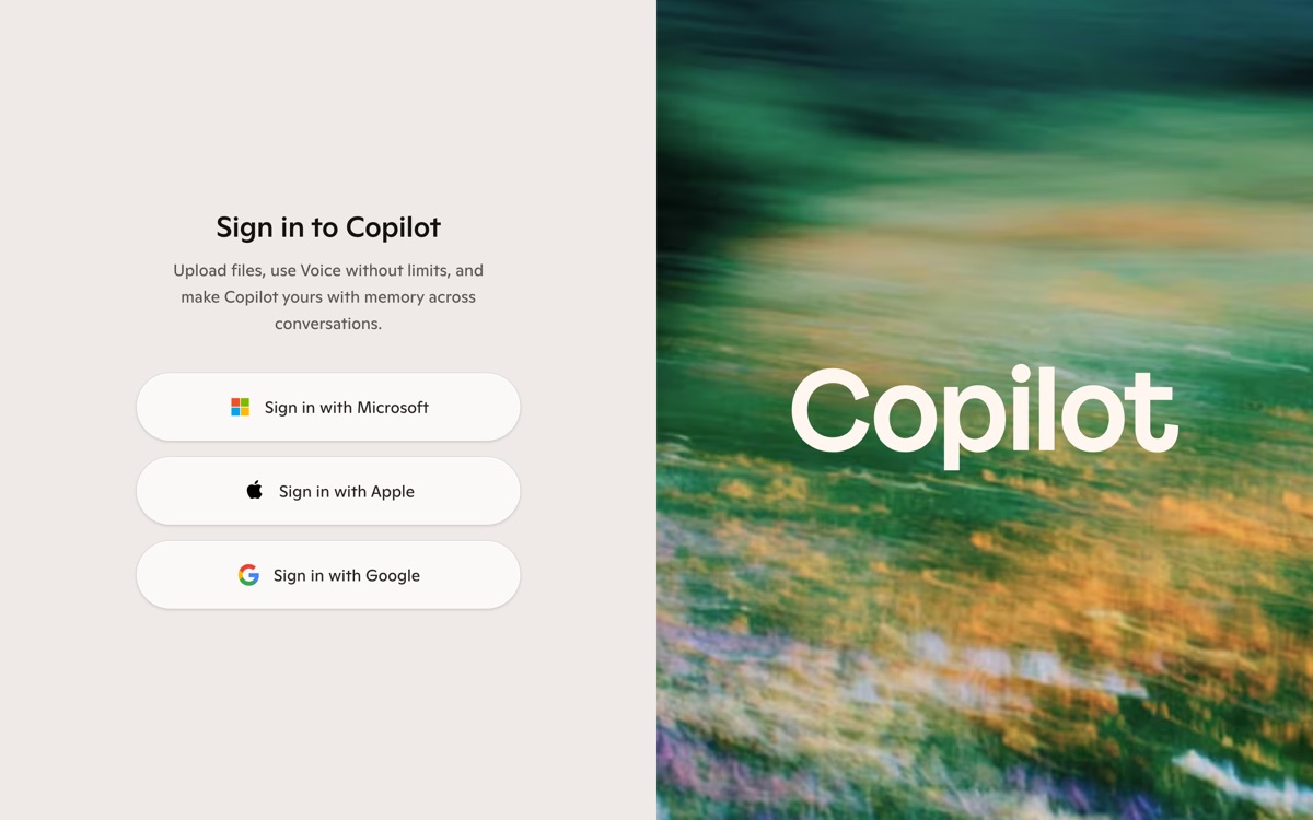 Screenshot of the Microsoft Copilot website