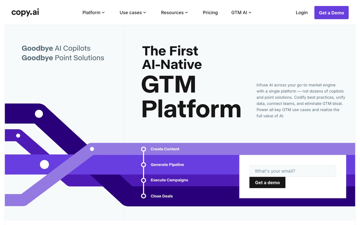 Screenshot of the Copy.ai website