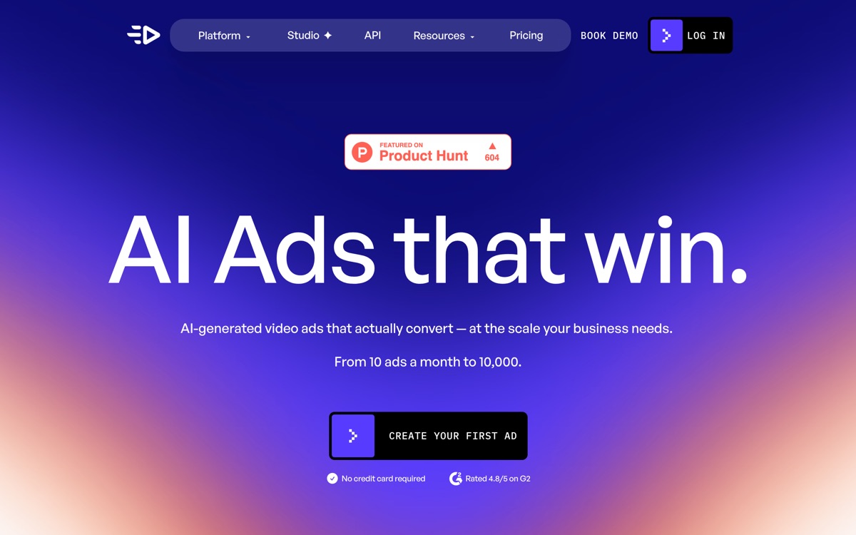 Screenshot of the Creatify website