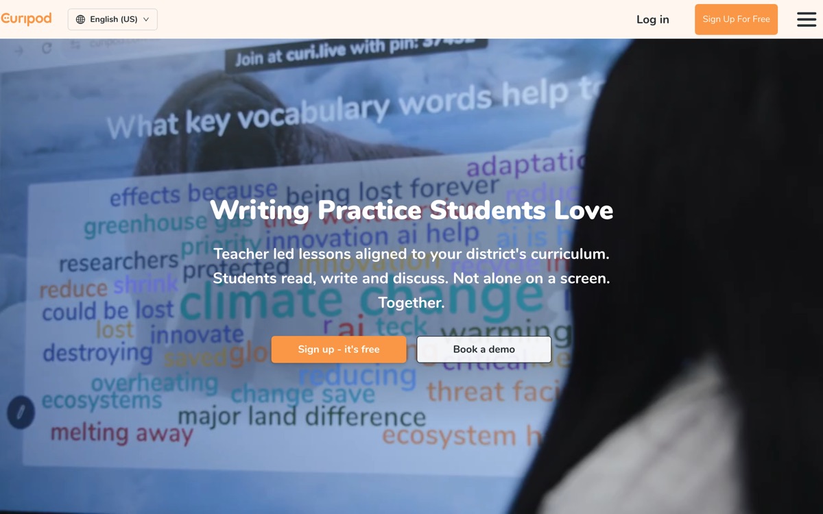 Screenshot of the Curipod website