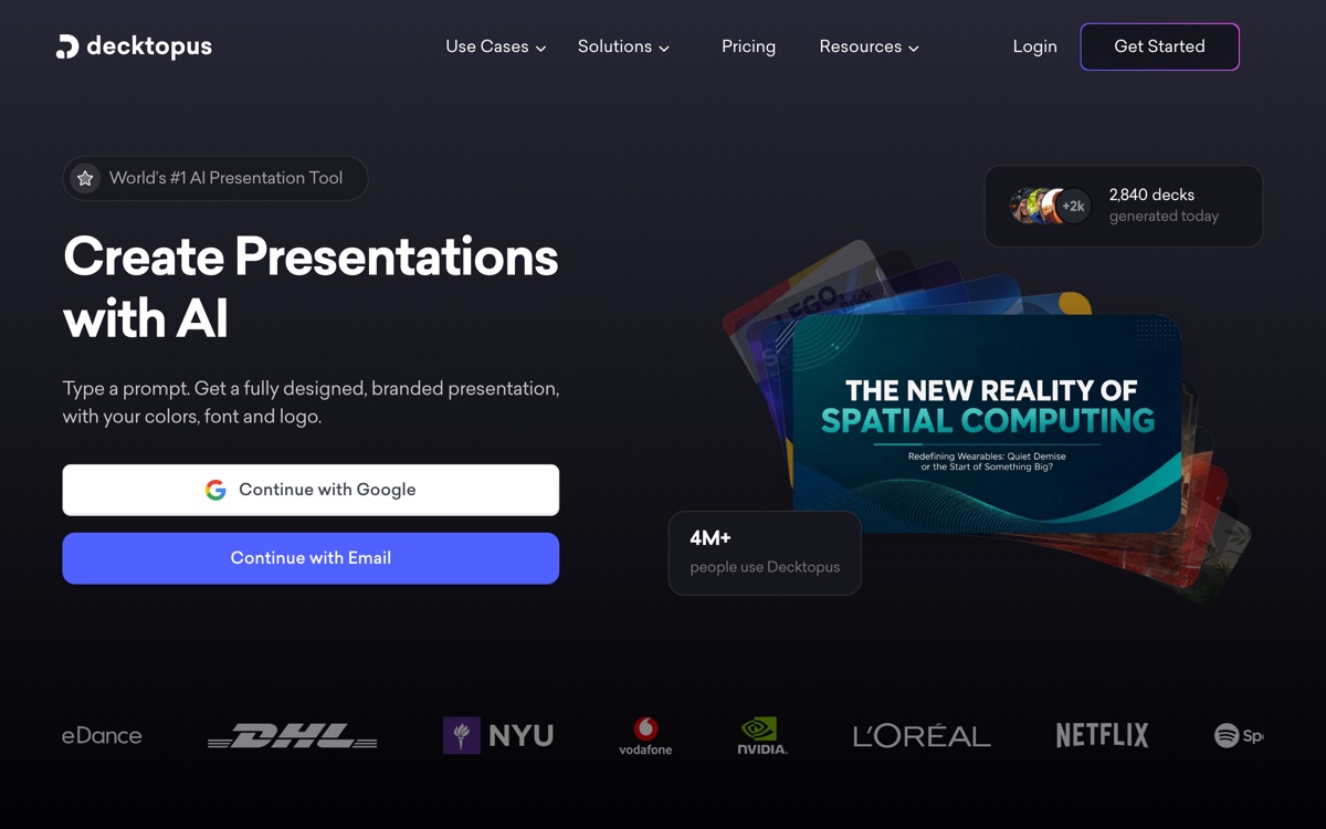 Screenshot of the Decktopus website