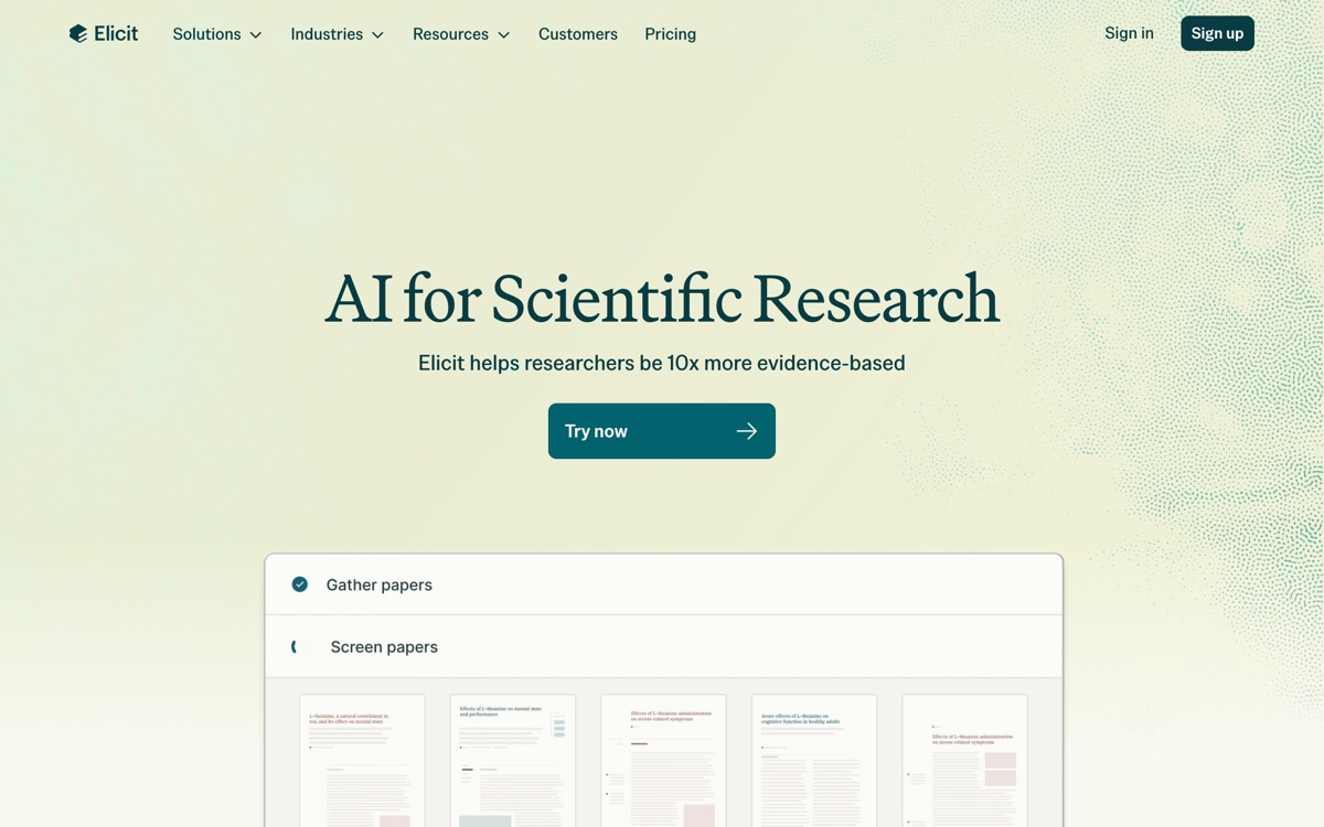 Screenshot of the Elicit website