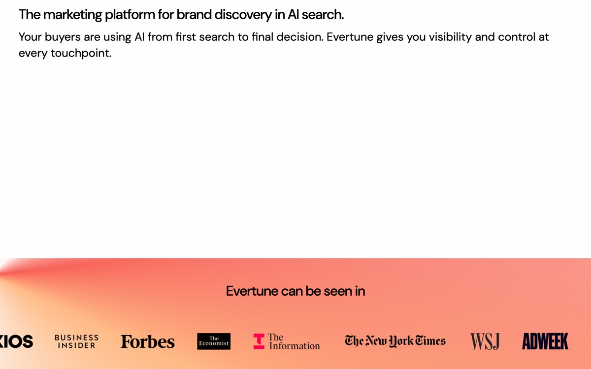 Screenshot of the Evertune website