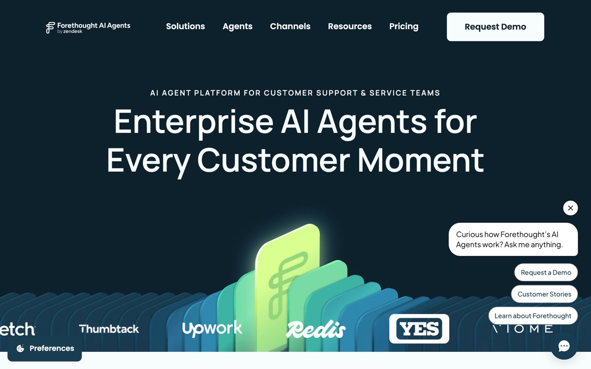 Screenshot of the Forethought website