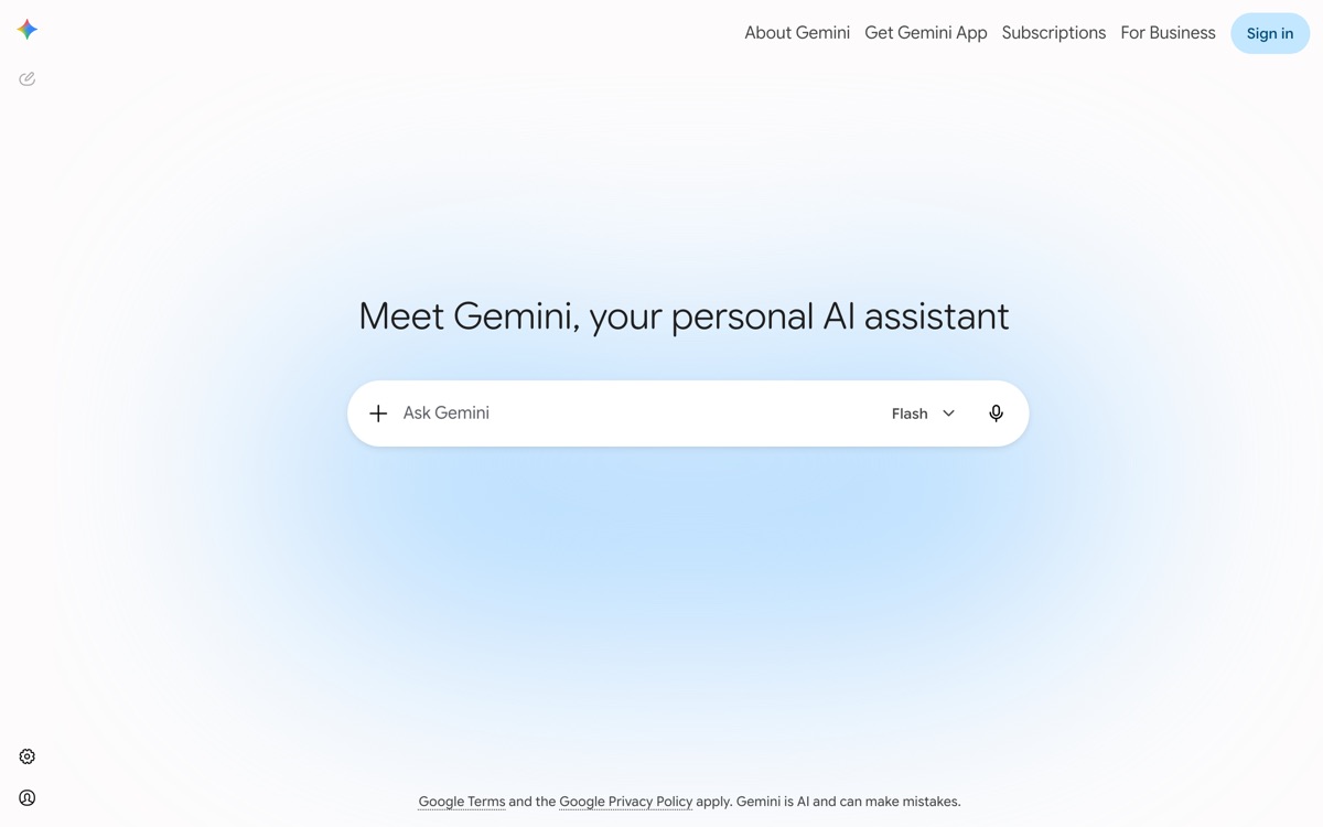 Screenshot of the Gemini website