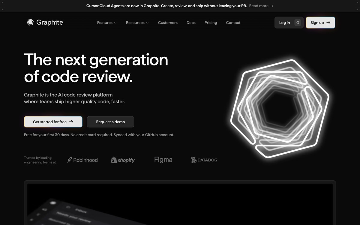 Screenshot of the Graphite website