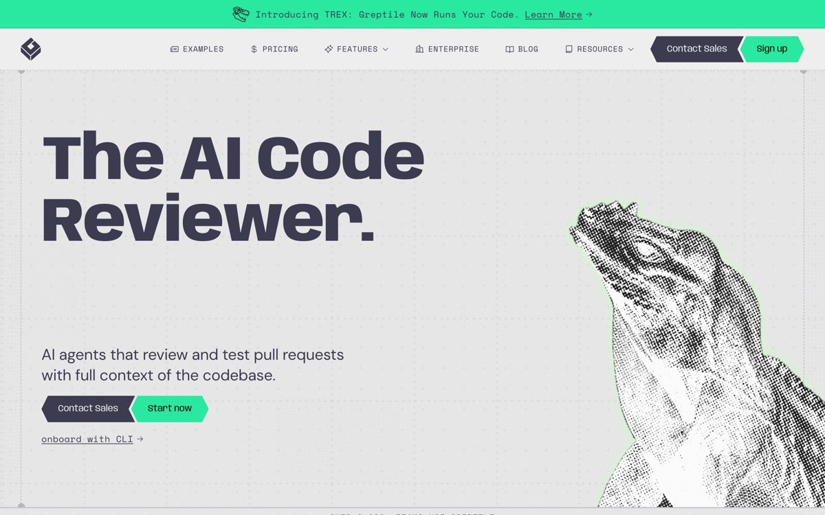Screenshot of the Greptile website