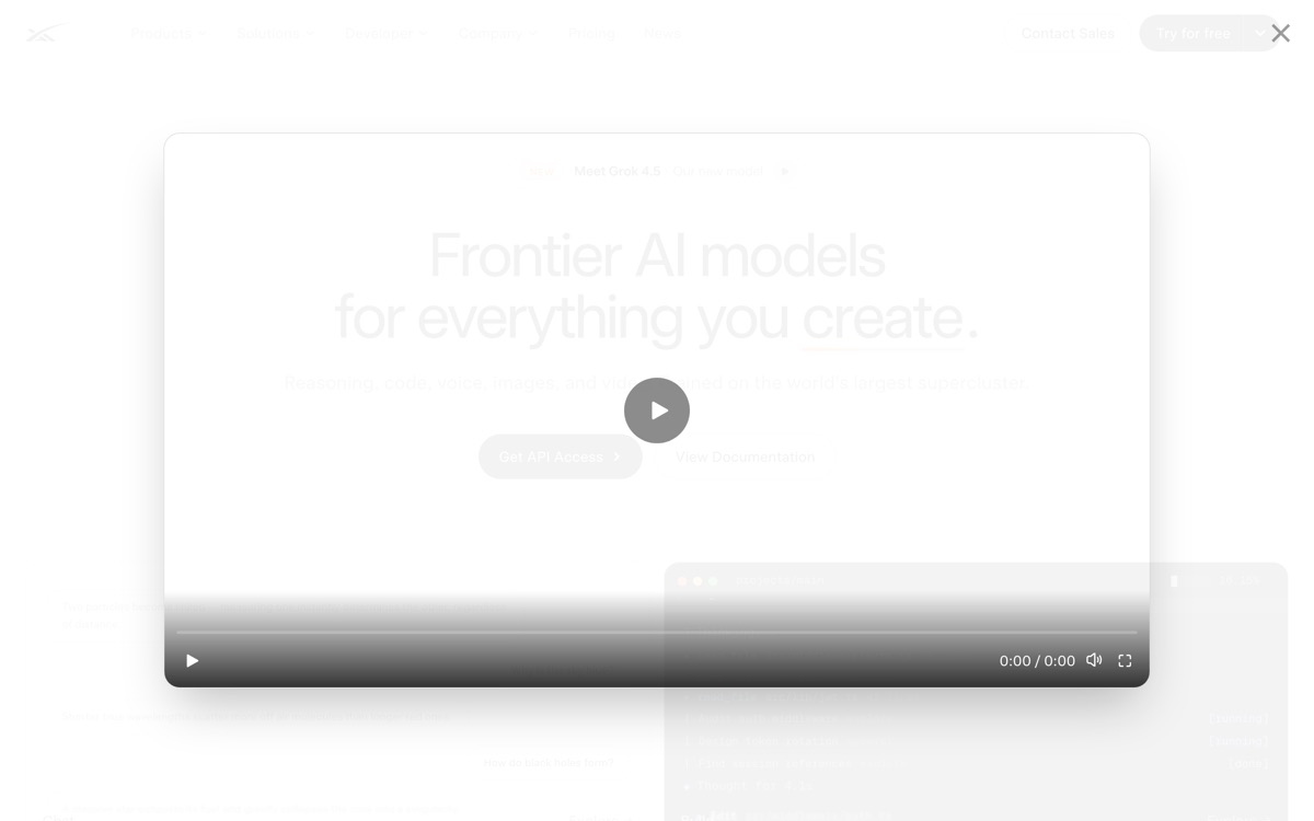 Screenshot of the Grok website