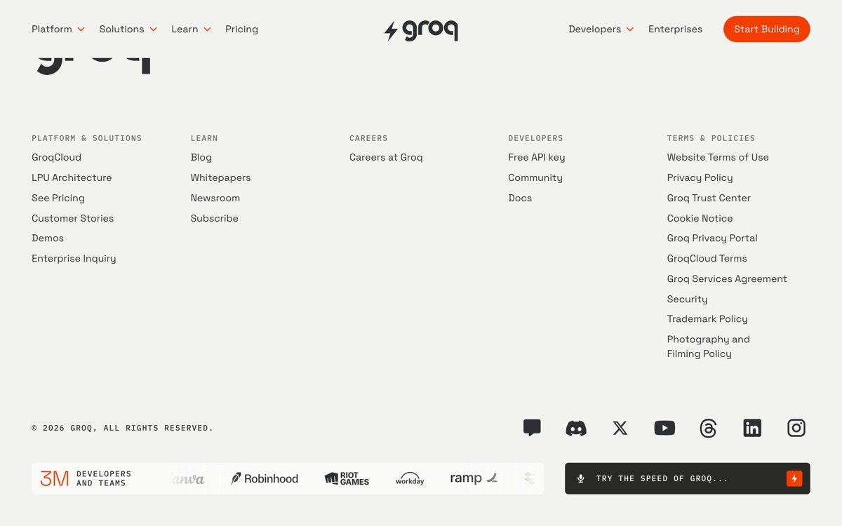 Screenshot of the Groq website