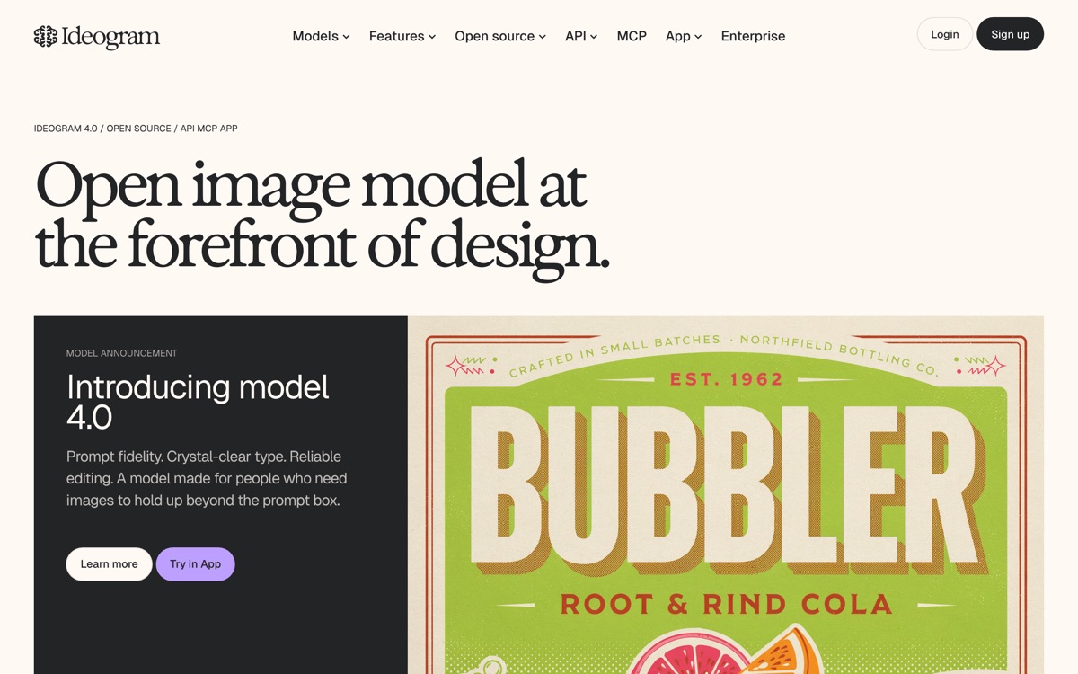 Screenshot of the Ideogram website