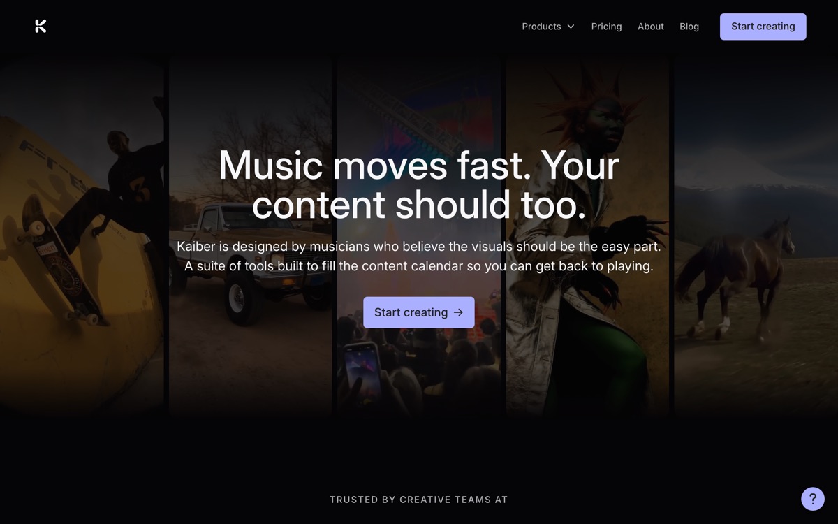 Screenshot of the Kaiber website