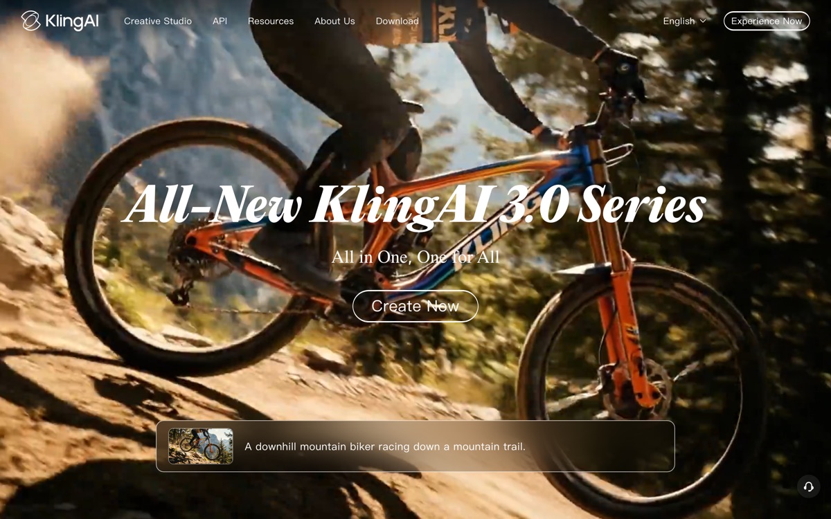 Screenshot of the Kling AI website