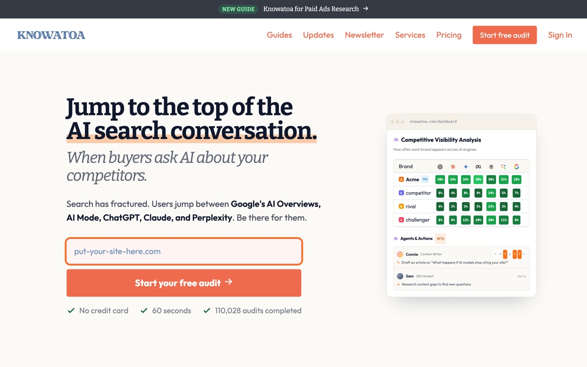 Screenshot of the Knowatoa website