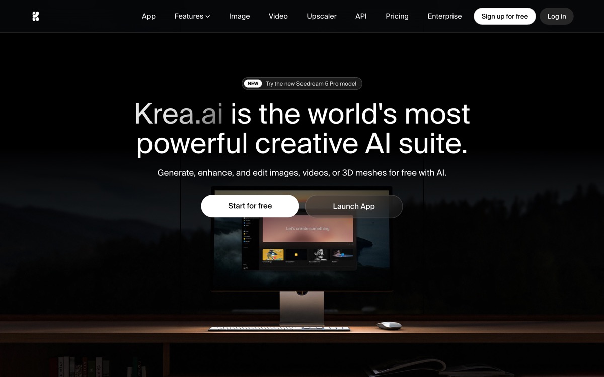 Screenshot of the Krea AI website