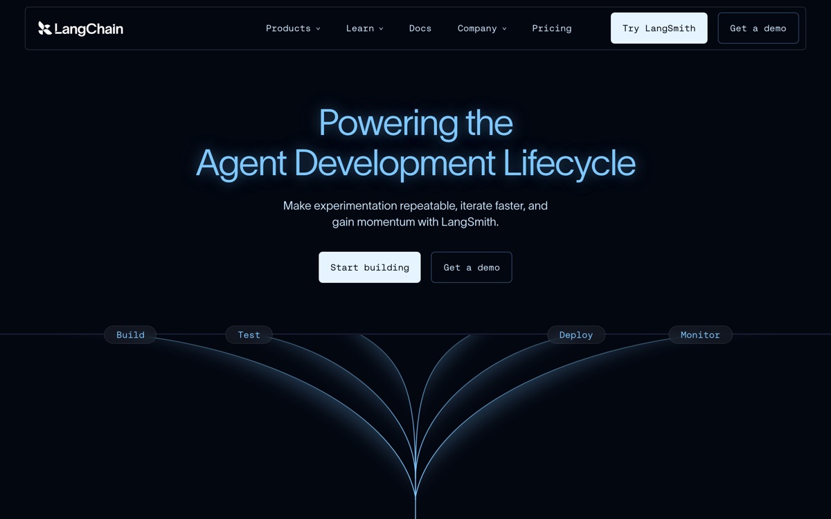 Screenshot of the LangChain website