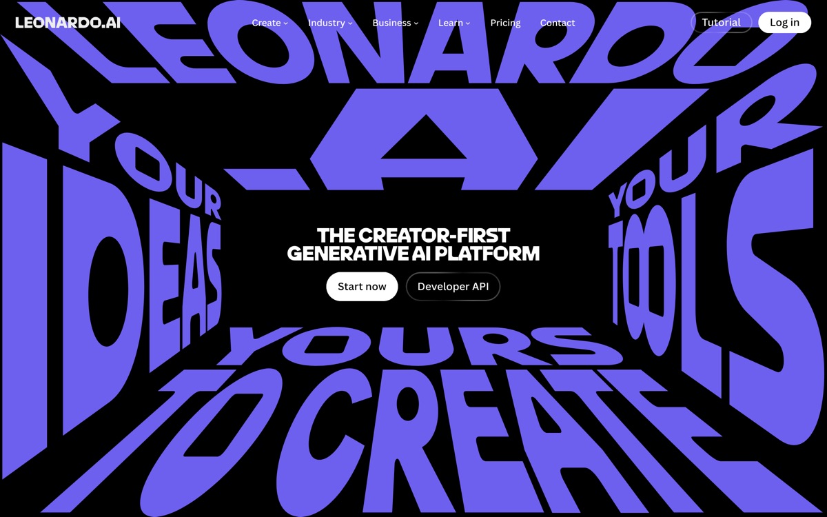 Screenshot of the Leonardo AI website