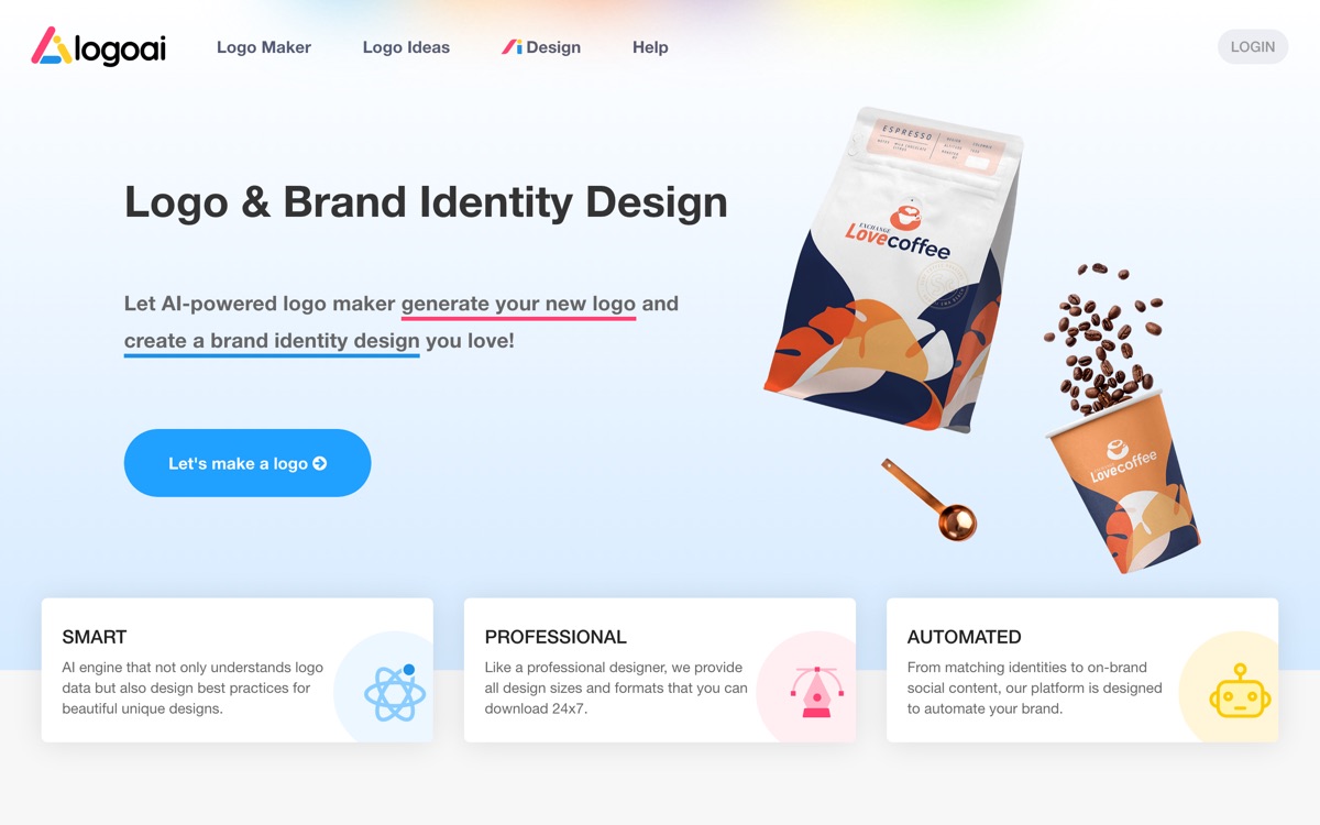 Screenshot of the LogoAI website