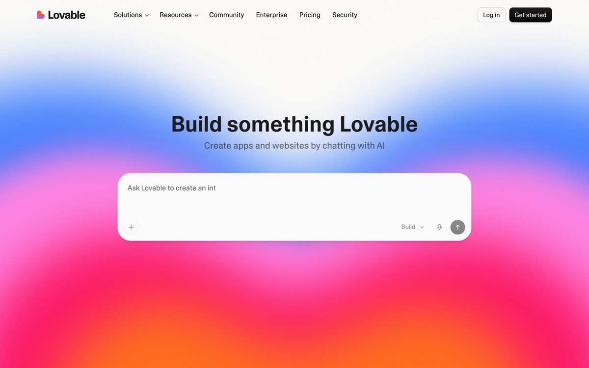 Screenshot of the Lovable website