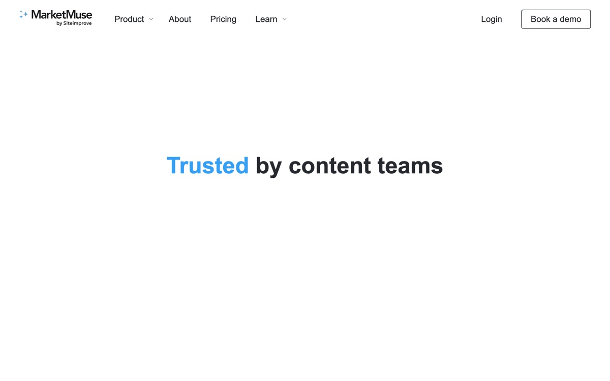 Screenshot of the MarketMuse website