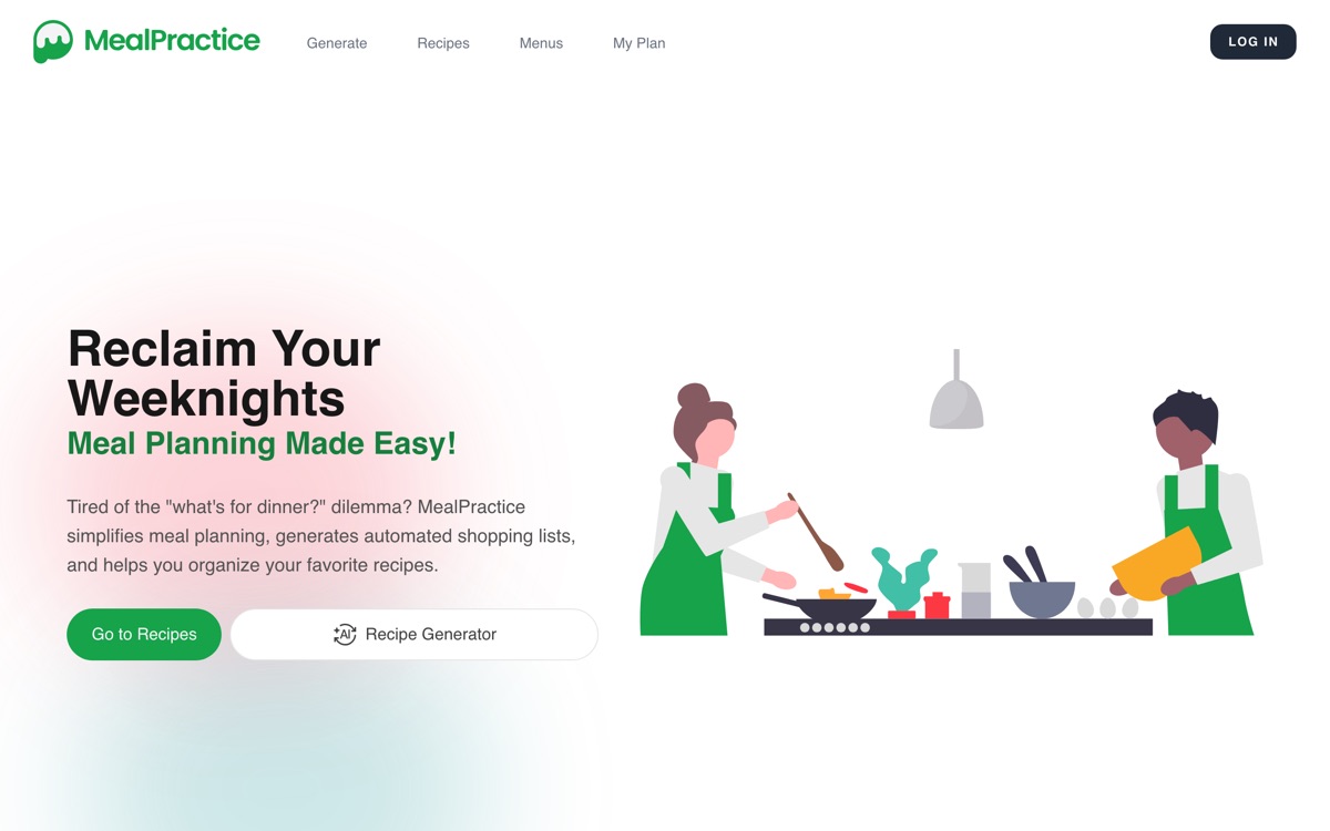 Screenshot of the MealPractice website