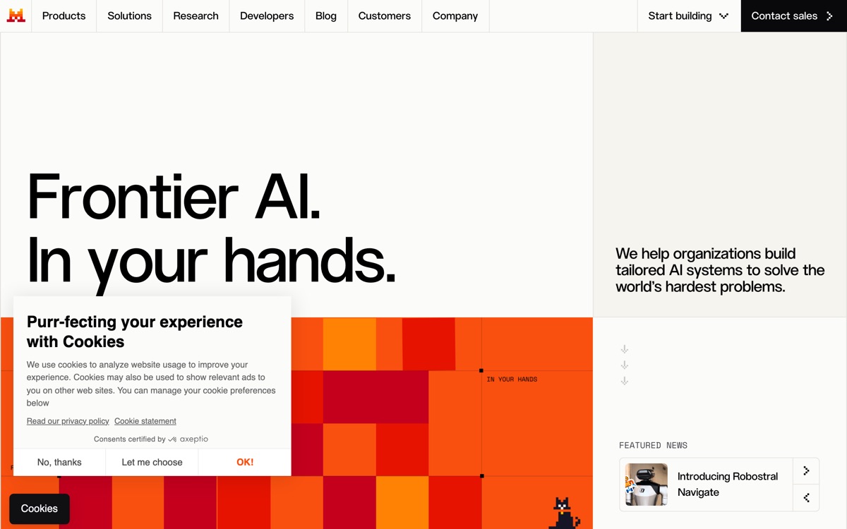 Screenshot of the Le Chat (Mistral) website