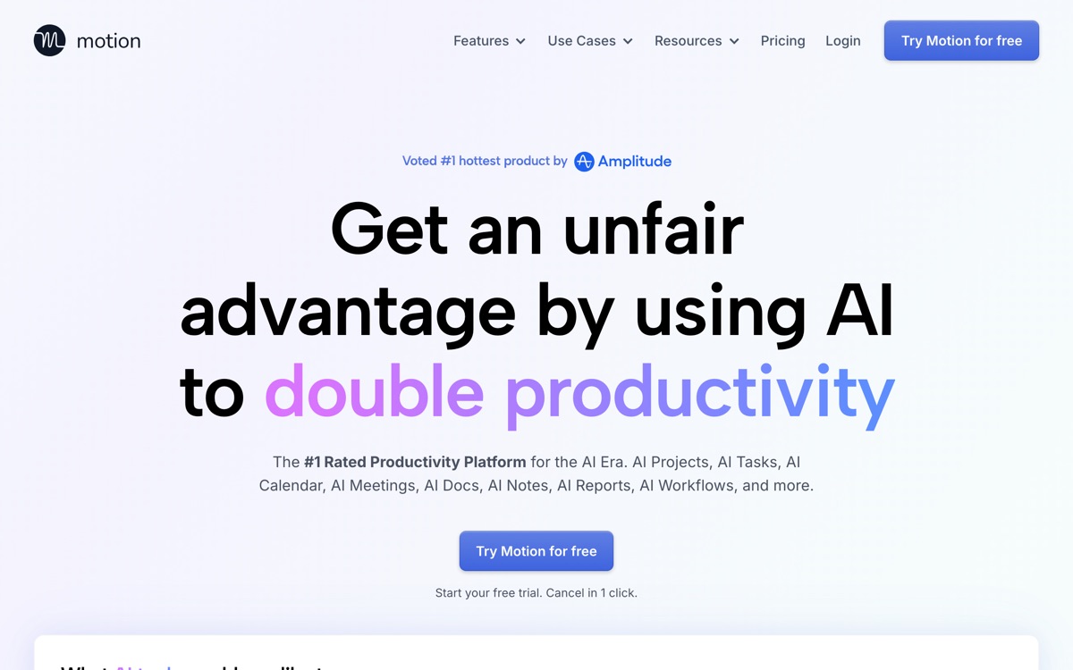 Screenshot of the Motion website