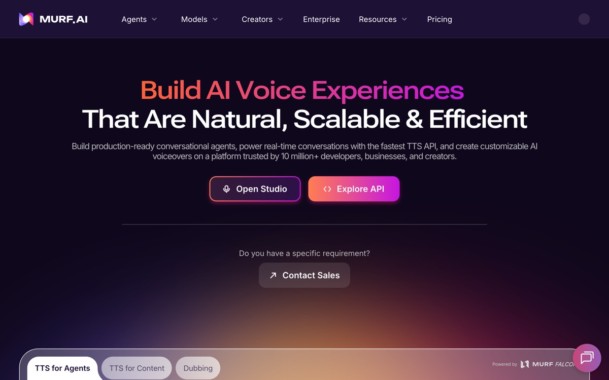 Screenshot of the Murf website