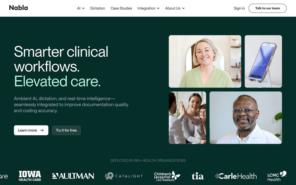 Screenshot of the Nabla website