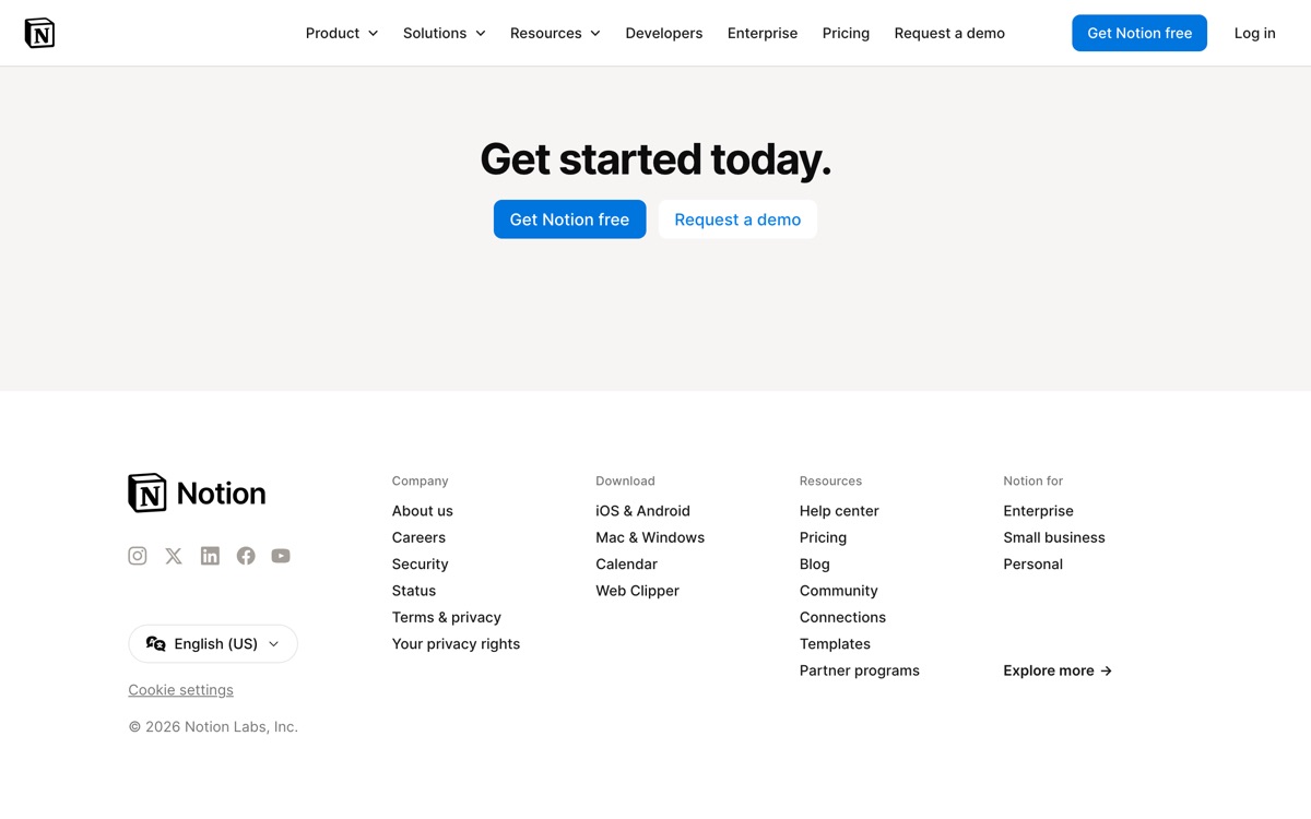 Screenshot of the Notion AI website