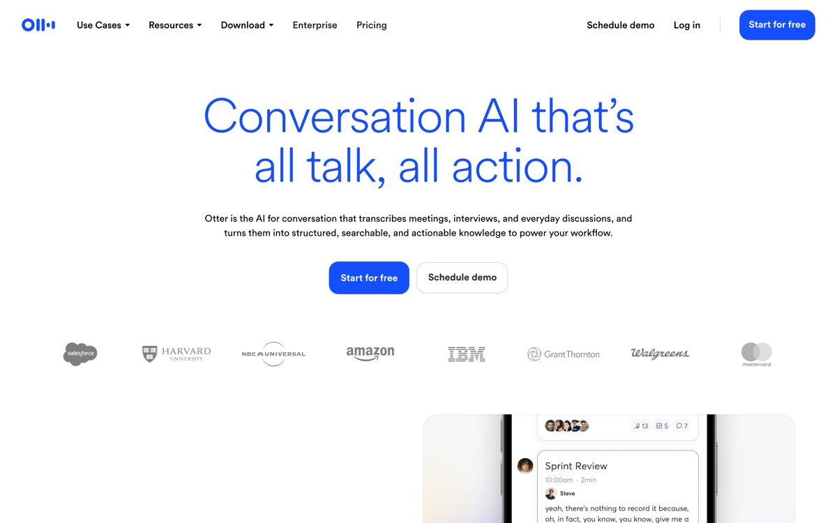 Screenshot of the Otter.ai website