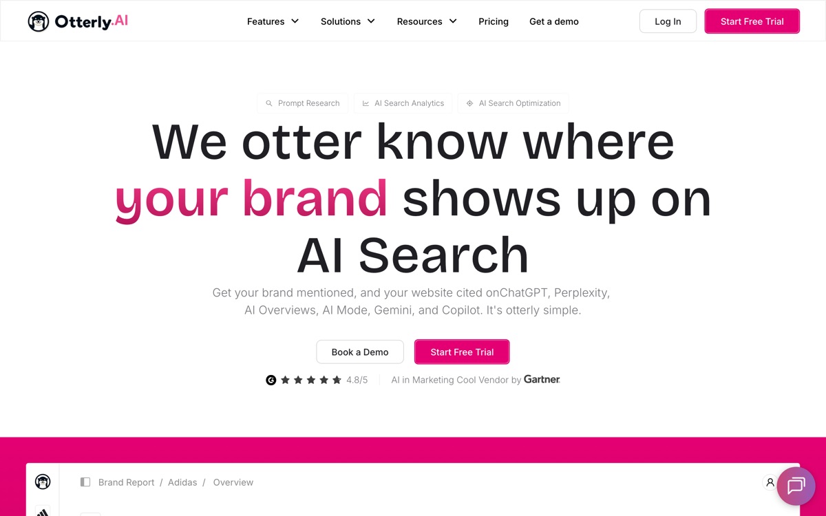 Screenshot of the Otterly.AI website