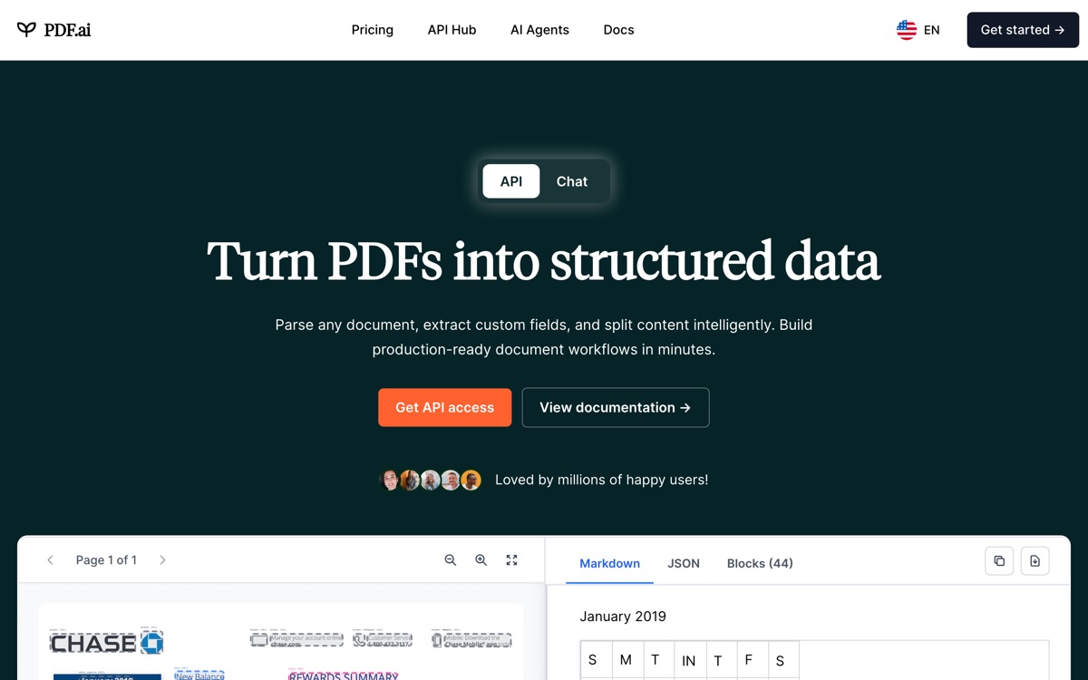 Screenshot of the PDF.ai website