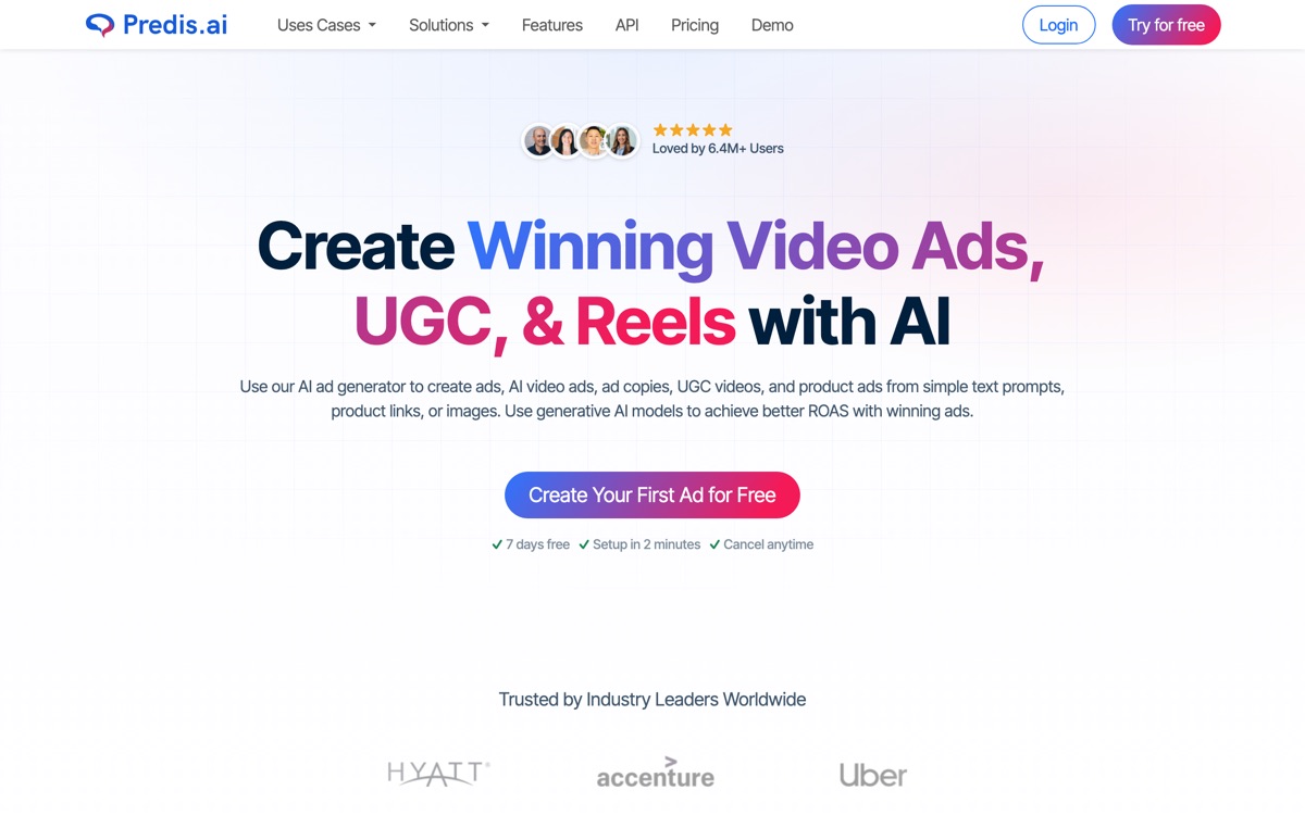 Screenshot of the Predis.ai website