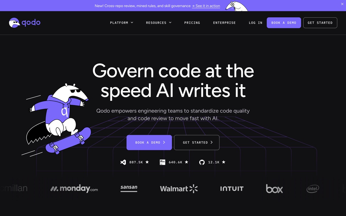 Screenshot of the Qodo website