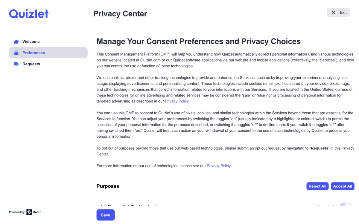 Screenshot of the Quizlet AI website