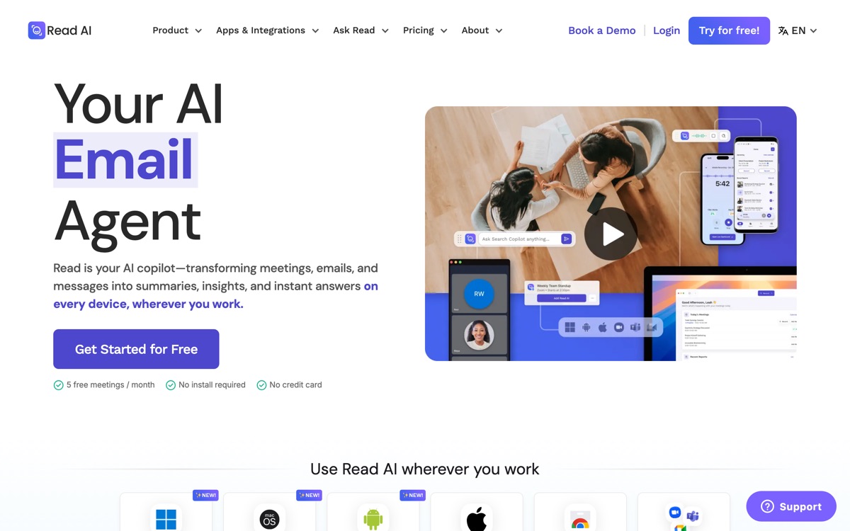 Screenshot of the Read AI website