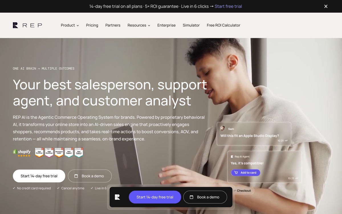 Screenshot of the Rep AI website