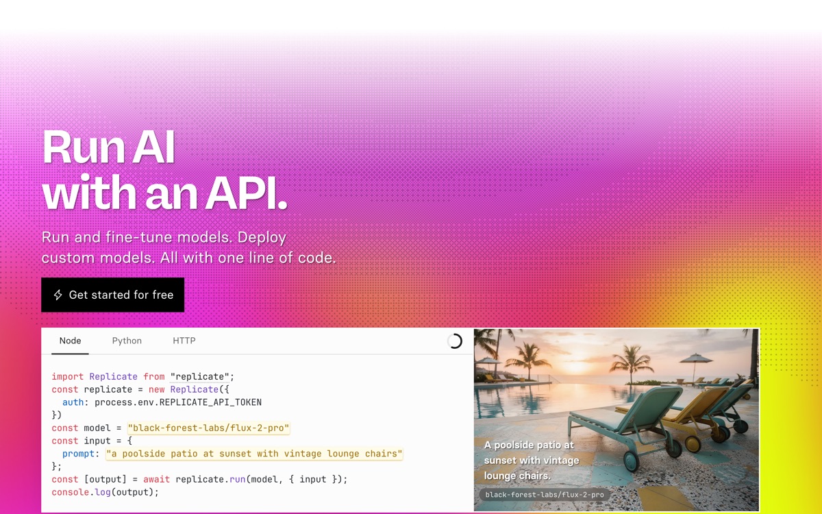 Screenshot of the Replicate website