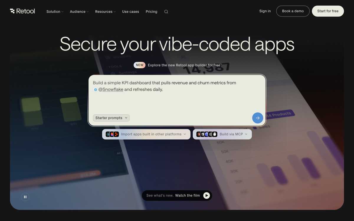 Screenshot of the Retool website