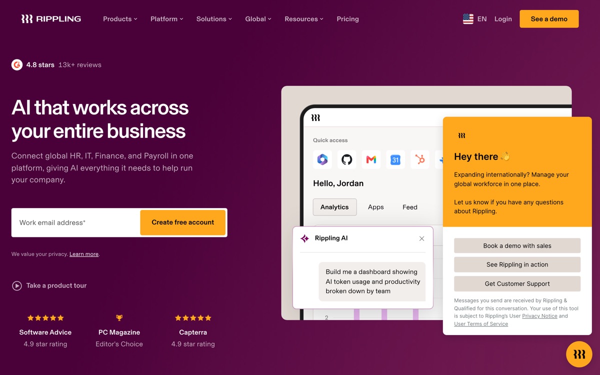 Screenshot of the Rippling website