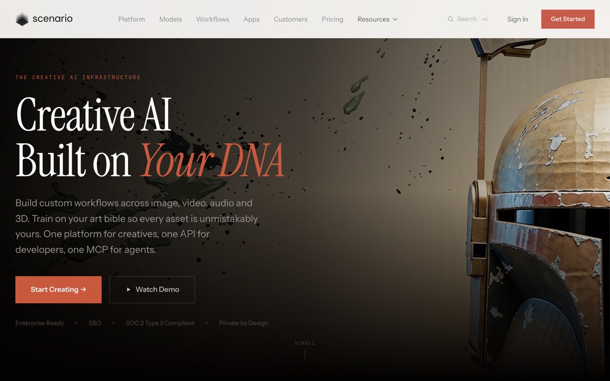 Screenshot of the Scenario website