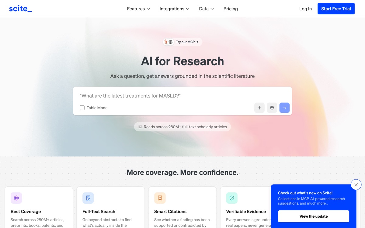 Screenshot of the Scite website